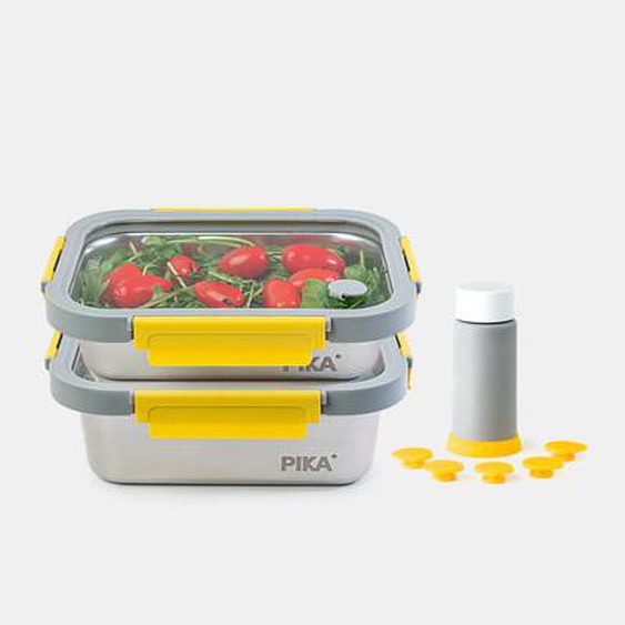 Lot de 2 boites alimentaires en inox sous vide