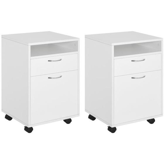 Lot de 2 caissons de bureau - HOMCOM - Bois - 40x35x60cm - Blanc