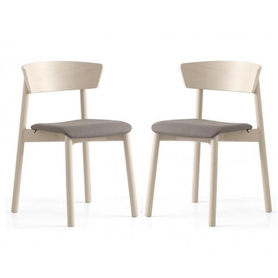 Lot de 2 Chaises CLELIA structure bois assise tissu grège