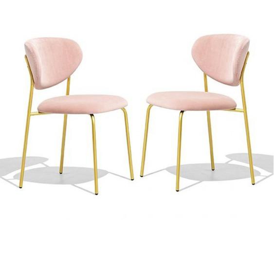 Lot de 2 Chaises COZY structure métal assise rembourré rose