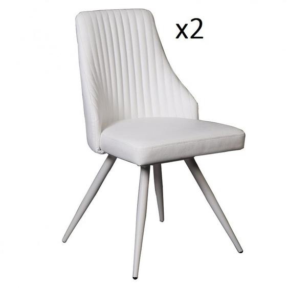 Lot de 2 chaises design FREEWAY WHITE pivotant à 180° assise polyuréthane blanc