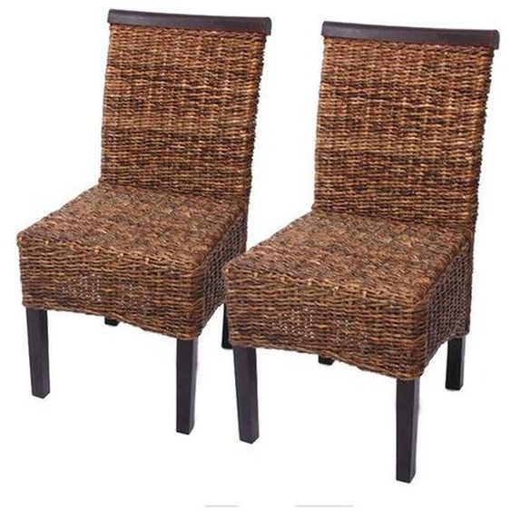 Lot de 2 chaises en rotin banane tressee pieds marron fonces CDS04005