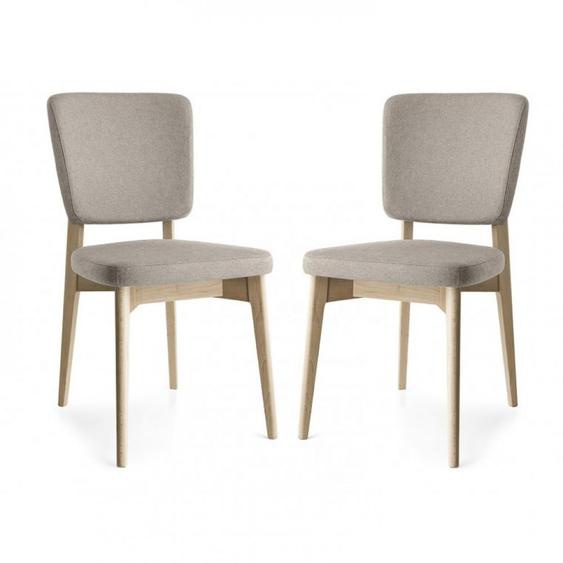 Lot de 2 Chaises ESCUDO structure bois assise rembourré gris sable