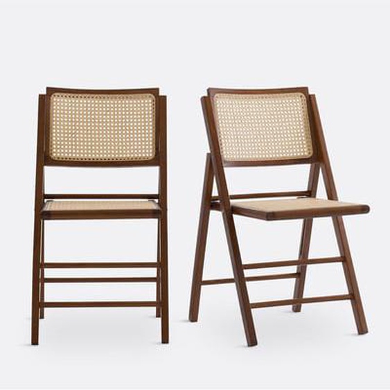 Lot de 2 chaises pliantes hêtre et cannage, Rivia