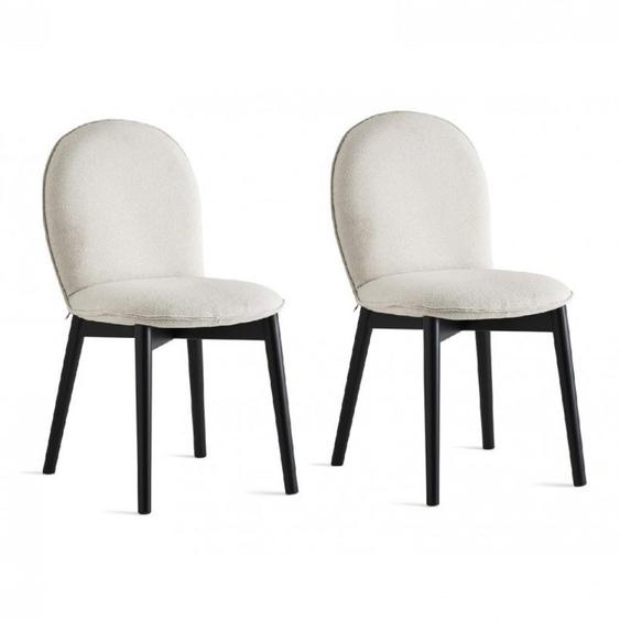 Lot de 2 Chaises rembourré  RILEY MID structure bois assise tapissé sable