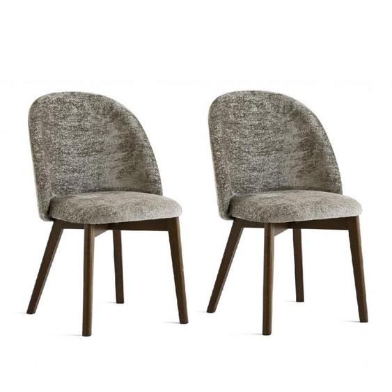 Lot de 2 Chaises TUKA  MID structure bois assise tapissé grège