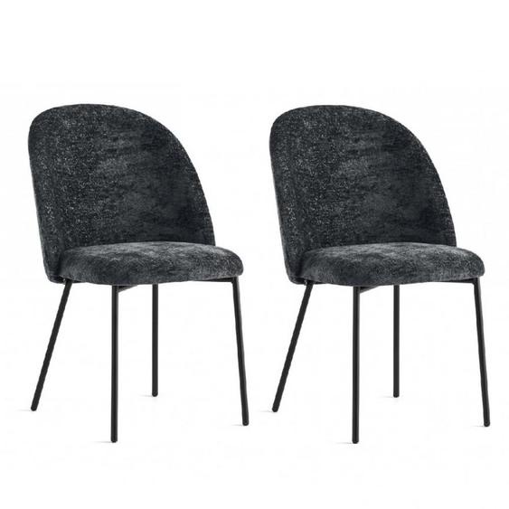 Lot de 2 Chaises TUKA  MID structure métal assise tapissé anthracite