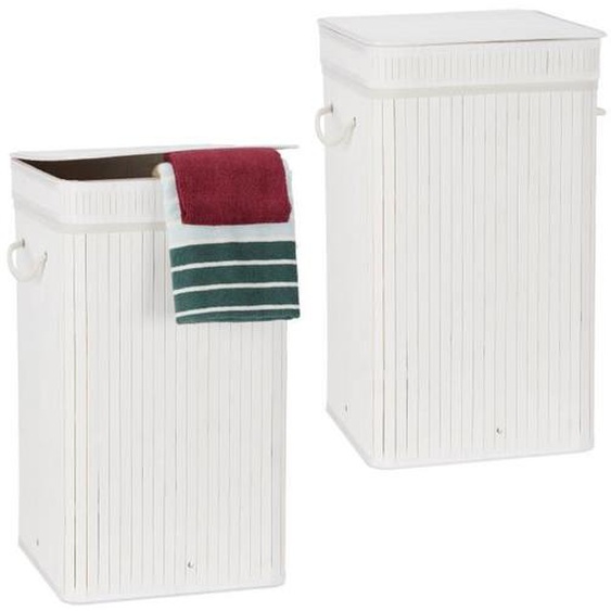 Lot de 2 corbeilles linge Bambou blanc - 10041975-0