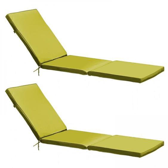 Lot de 2 coussins bain de soleil polyester vert 186 x 53 x 5 cm