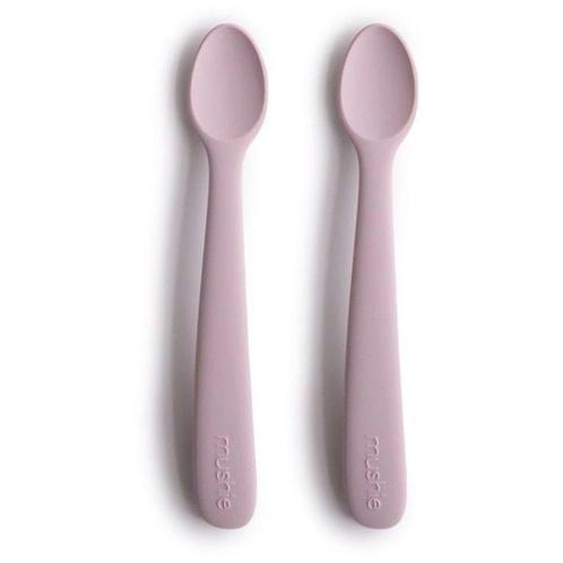 Lot De 2 Cuillères Silicone Rose - Apprentissage Repas - Mushie Rose