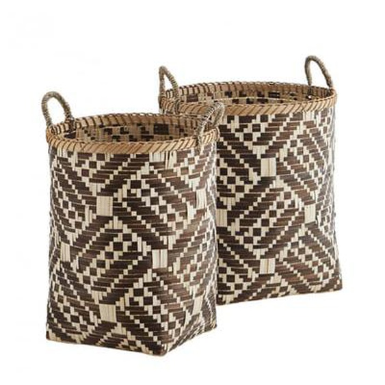 Lot de 2 Paniers en Bambou Marron