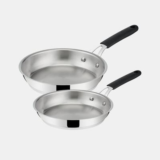 Lot de 2 poêles - Ø24 et 28 cm - Tempra - Inox