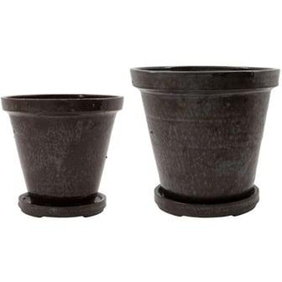 Lot de 2 Pots avec plateaux Flower