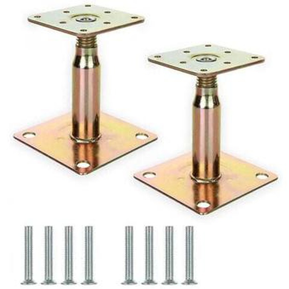 Lot de 2 supports de poteau surélevés galvanisés réglables de 100 à 150 mm, support de toit robuste pour construction