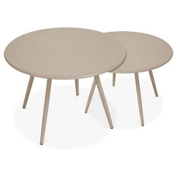 Lot de 2 tables basses de jardin en acier taupe