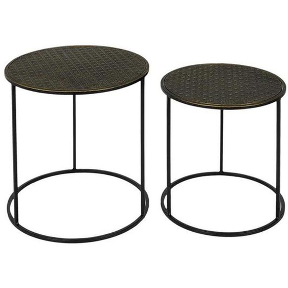 Lot De 2 Tables Gigognes Mirage 40cm Noir & Or