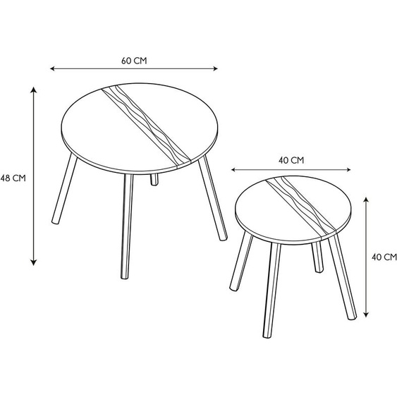 Lot De 2 Tables Gigognes Rondes Blanc Et Naturel - Eyota