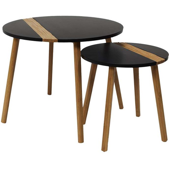 Lot De 2 Tables Gigognes Rondes Noir Et Naturel - Eyota