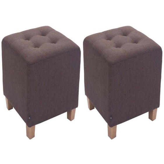 Lot de 2 tabourets bas pouf repose pieds forme carree en tissu marron 10_0004471