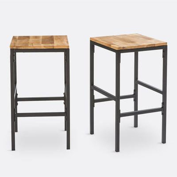 Lot de 2 tabourets de bar mi-hauteur, Hiba