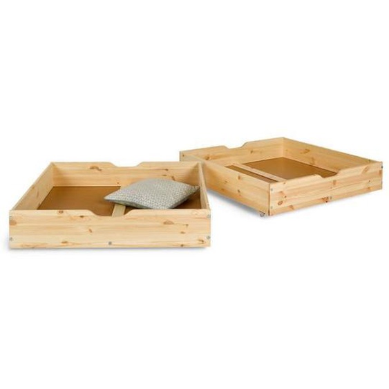 Lot de 2 tiroirs pour lit superposé - SOGAN - Aaron - Bois massif - Roulettes