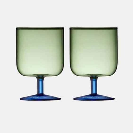 Lot de 2 verres à vin - Torino - 30 cl - Vert et bleu