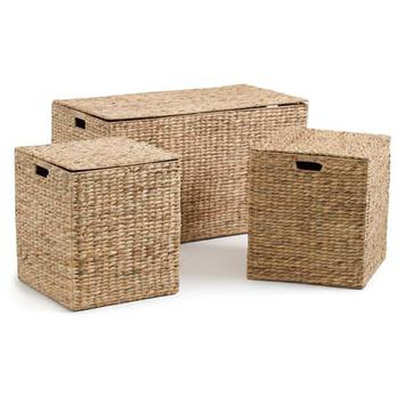 Lot de 3 malles jacinthe deau L86 cm, Semra