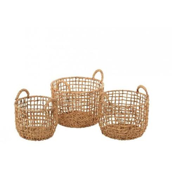 Lot de 3 paniers ronds en jacinthe deau - CaliCosy Marron