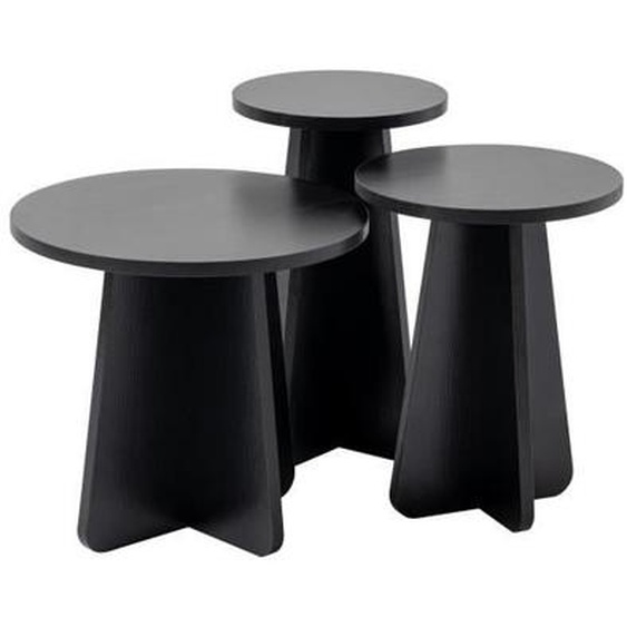 Lot de 3 tables basses gigognes moderne Velino Bois Noir