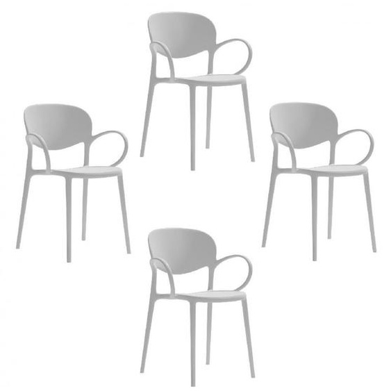 Lot de 4 Chaises ABBY 100% polypropylène recyclé blanc