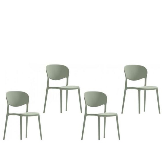 Lot de 4 Chaises ABBY 100% polypropylène recyclé vert thym