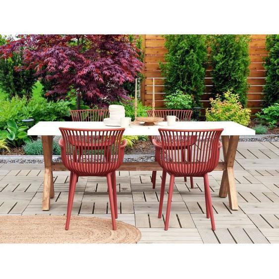 Lot de 4 chaises de jardin rouges PESARO