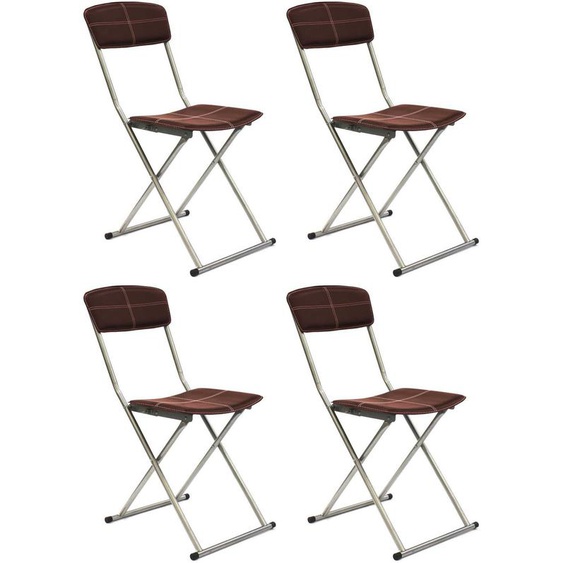 Lot De 4 Chaises Pliables - Effet Cuir - Marron