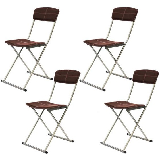 Lot De 4 Chaises Pliantes Avec Surpiqûres - Marron