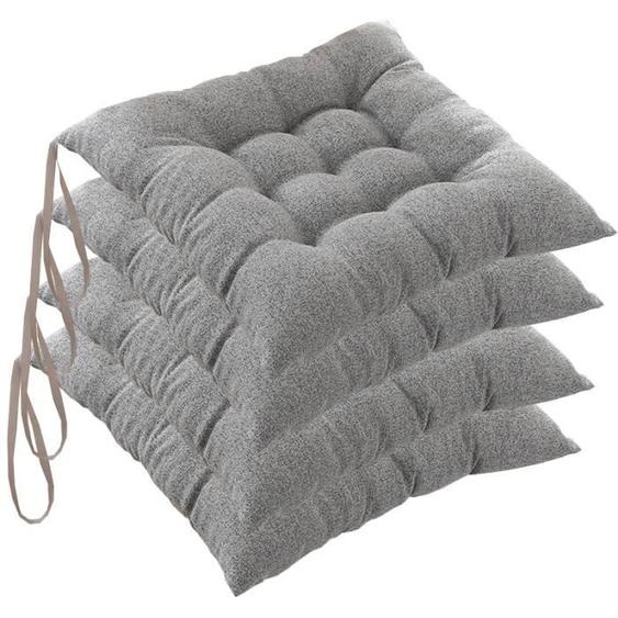 Lot de 4 coussins de chaise, 40*40*6cm, coussin de chaise de jardin (gris foncé).