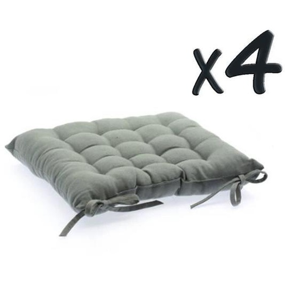 Lot de 4 Coussins de chaise en coton Gris, 38 x 38 cm