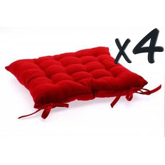 Lot de 4 Coussins de chaise en coton rouge, 38 ...