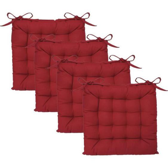 Lot de 4 Galettes de chaise en Coton Rouge 38 x 38 cm - Atmosphera