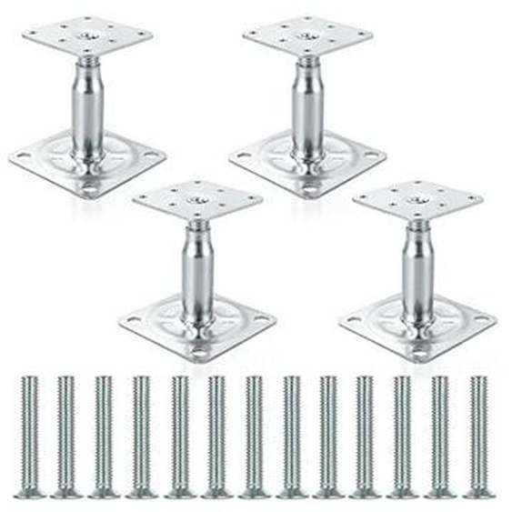 Lot de 4 supports de poteau surélevés galvanisés réglables de 100 à 150 mm, support de toit robuste pour construction