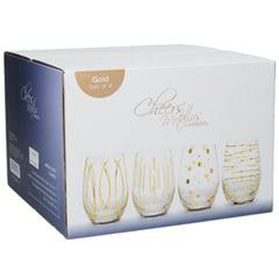 Lot de 4 verres gobelets Mikasa Cheers or métallisé