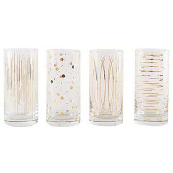 Lot de 4 verres Highball Mikasa Cheers or métallisé