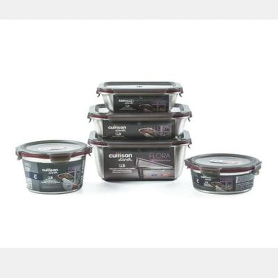 Lot de 5 boites alimentaires inox compatibles au micro-ondes