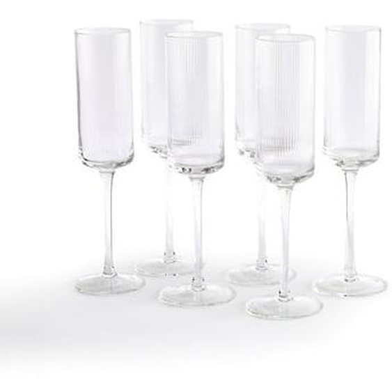 Lot de 6 flûtes à champagne en verre strié, Stria