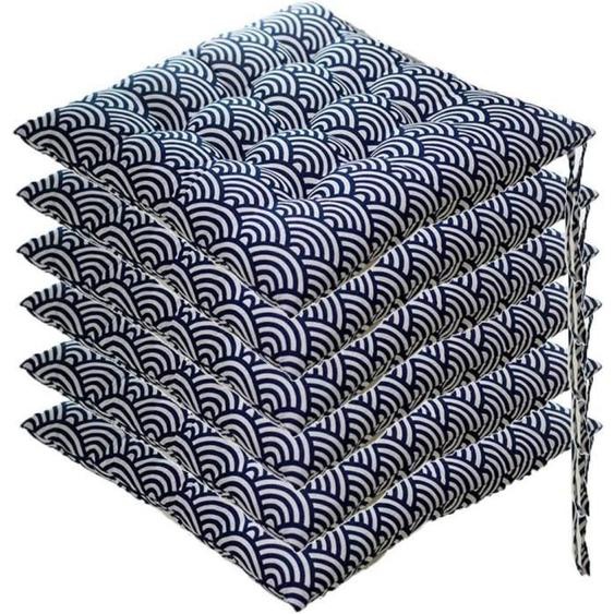 Lot de 6 galettes de Chaise, 40x40 Coussins de Siège Décoration, Coussin de Chaise Coussins de Jardin, Style B