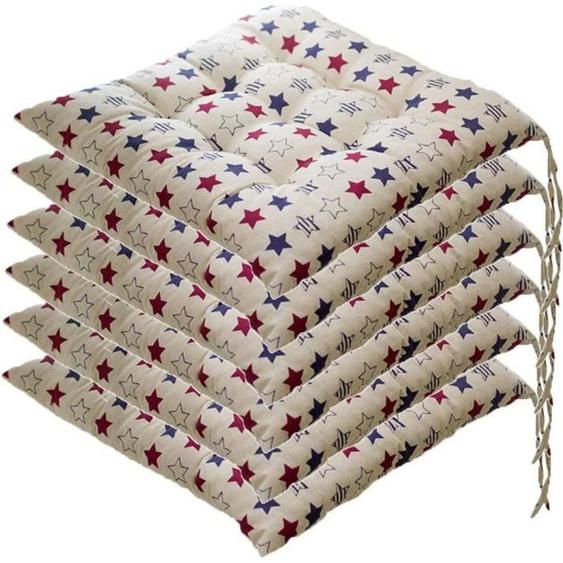 Lot de 6 galettes de Chaise, 40x40 Coussins de Siège Décoration, Coussin de Chaise Coussins de Jardin, Style K