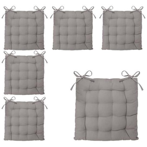 Lot de 6 Galettes de chaise en Coton Gris 38 x 38 cm - Atmosphera