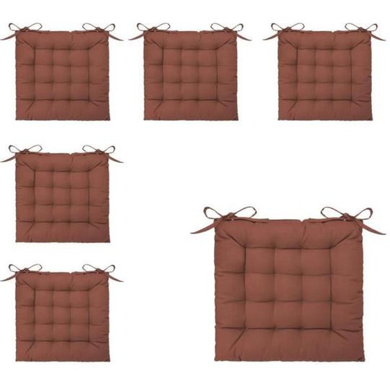 Lot de 6 Galettes de chaise en Coton Terracotta 38 x 38 cm - Atmosphera