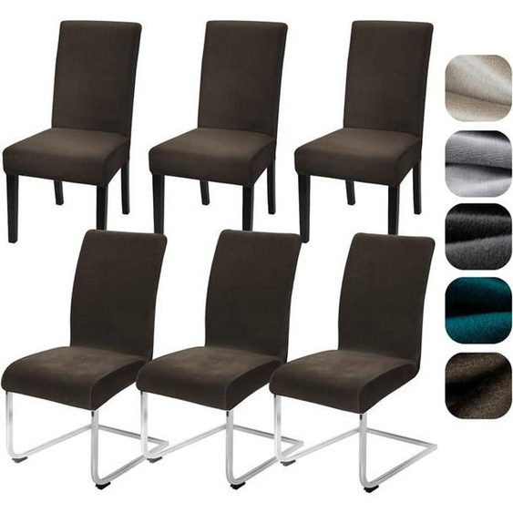 Lot de 6 housses de chaise extensibles en velours - Pour cuisine, restaurant, hôtel, banquet, mariage ,café