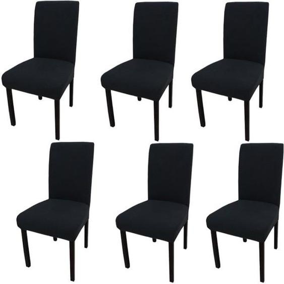 Lot de 6 Housses de Chaises,Extensible Amovible Lavable Moderne Couverture de Chaise pour Salle à Manger Slipcover-Noir