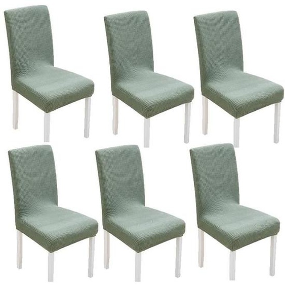 Lot de 6 Housses de Chaises,Extensible Amovible Lavable Moderne Couverture de Chaise pour Salle à Manger Slipcover-Vert clair